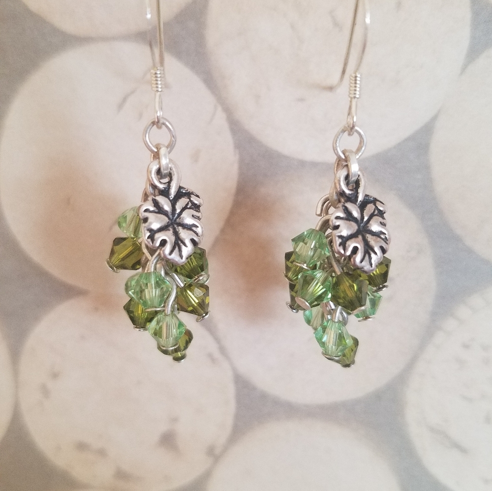 Swarovski crystal wine grape cluster earrings
